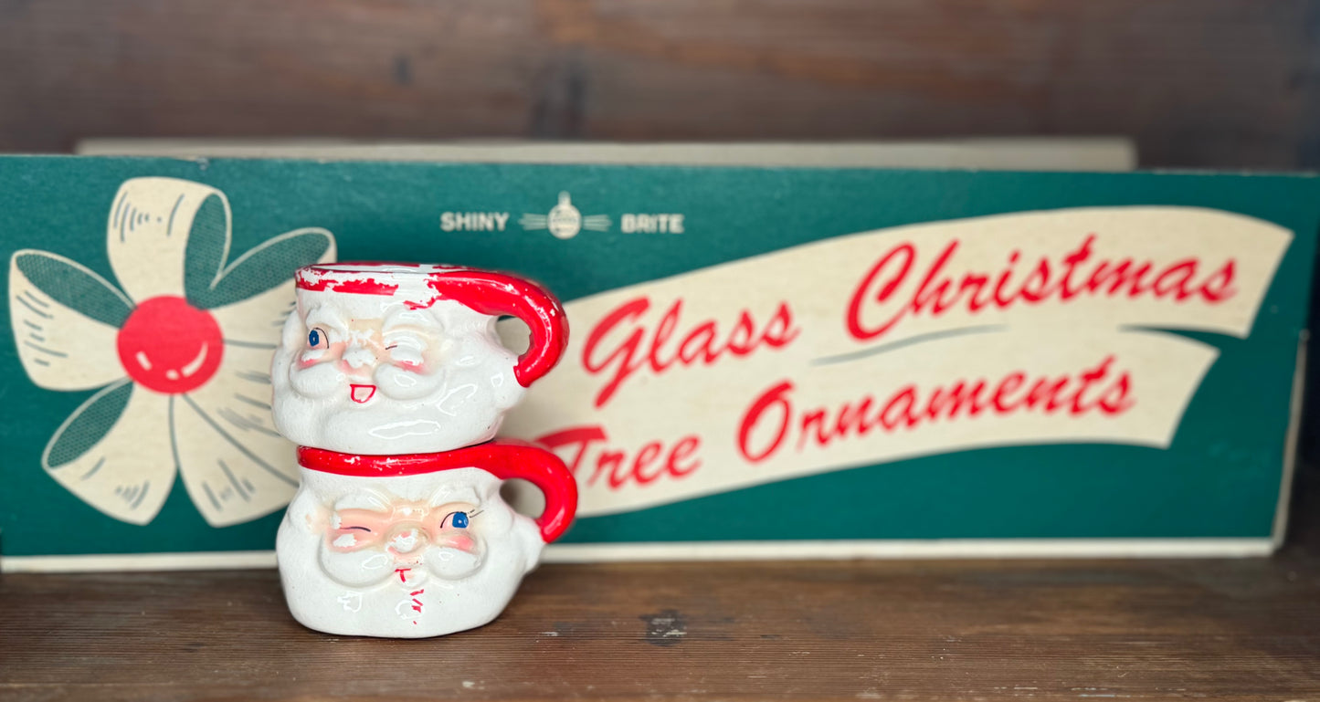 Vintage Mini winking Santa Mugs